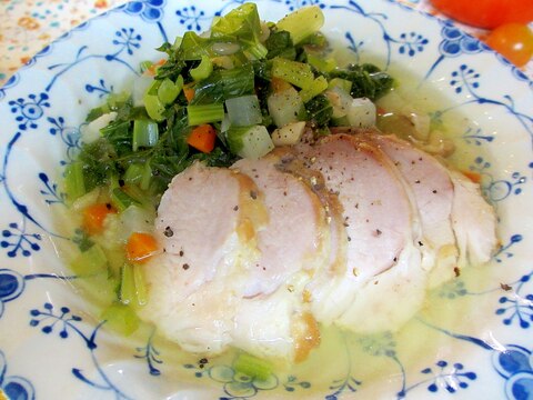 ボイルドポークと小松菜のスープ
